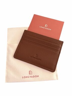NEW Longvadon 1407 Soft Leather Card Holder in Marron Cognac